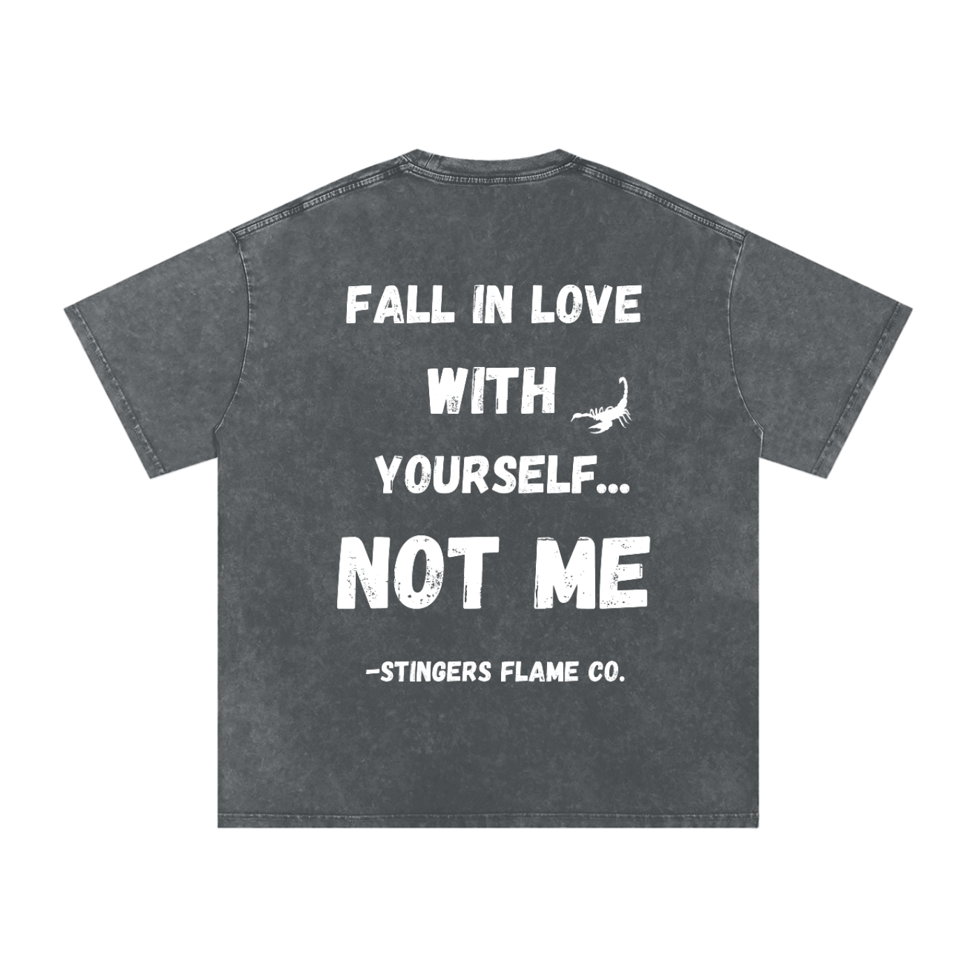 No Love Acid Wash Oversize T-Shirt (Dark)