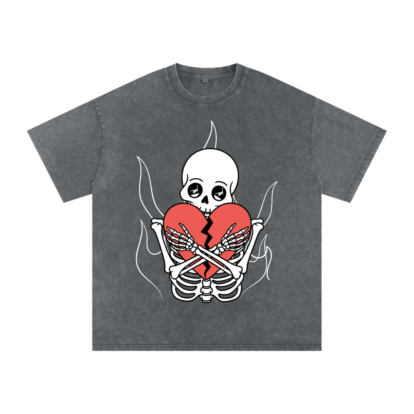 No Love Acid Wash Oversize T-Shirt (Dark)