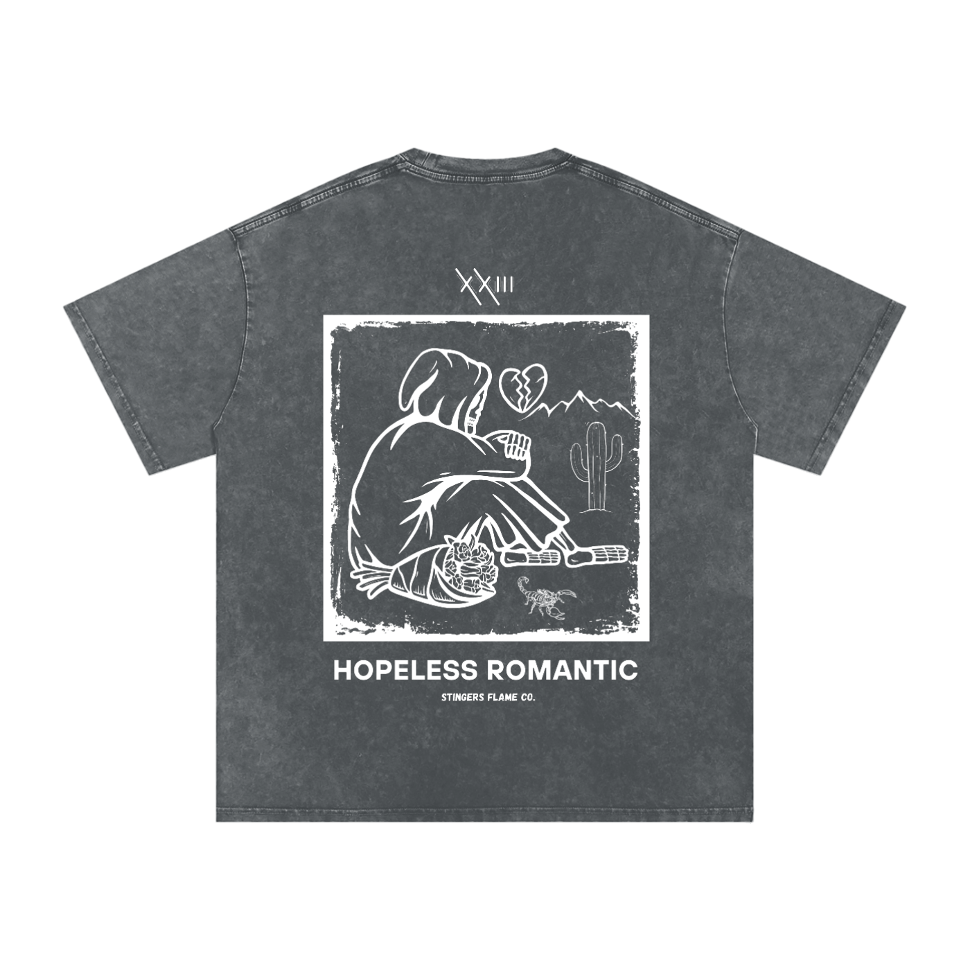 Hopeless Romantic (Dark) - Acid Wash Oversize Tee | Desert Dreams Collection