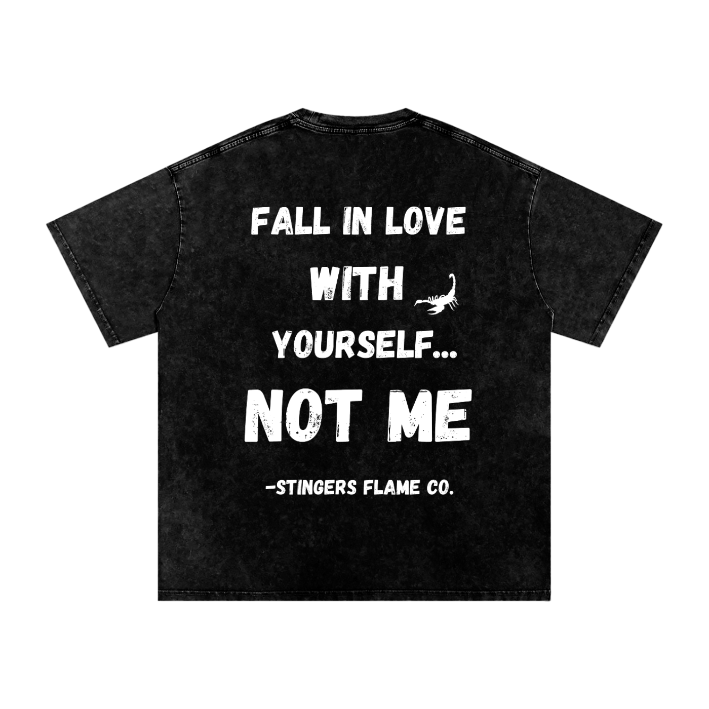 No Love Acid Wash Oversize T-Shirt (Dark)