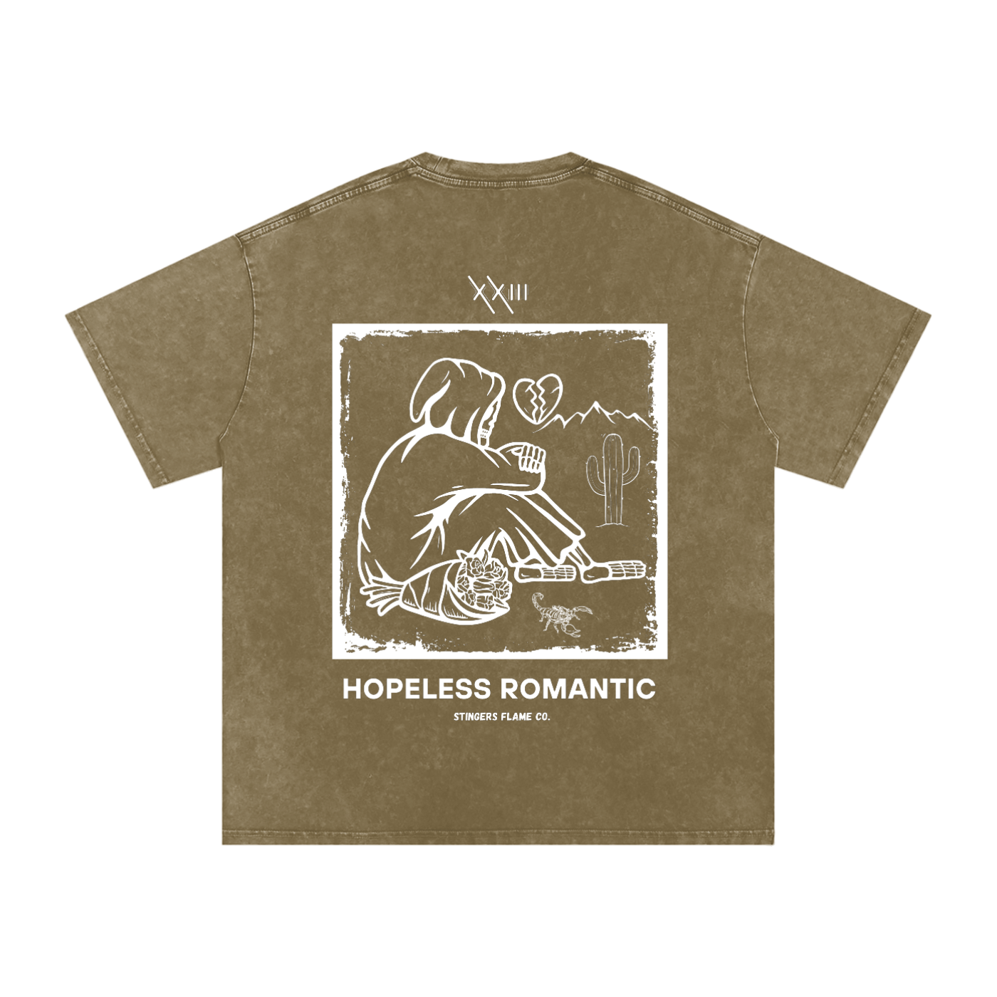 Hopeless Romantic (Dark) - Acid Wash Oversize Tee | Desert Dreams Collection