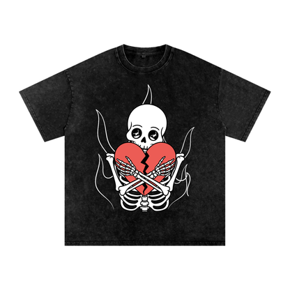 No Love Acid Wash Oversize T-Shirt (Dark)