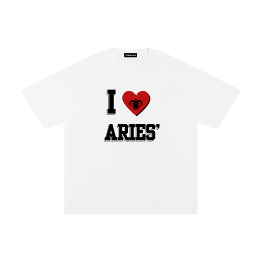 I LOVE ARIES Cotton T-Shirt (White)