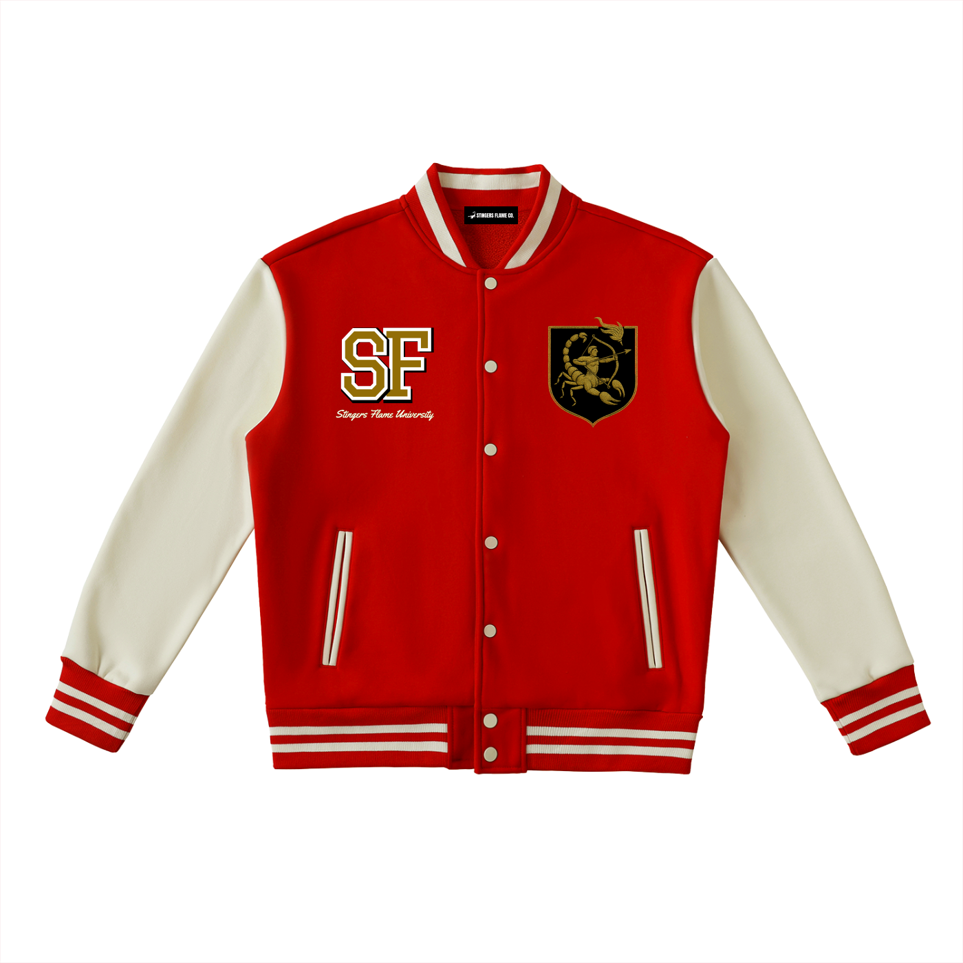Stinger's Flame Fleeced Varsity Jacket (Sagittaurius)