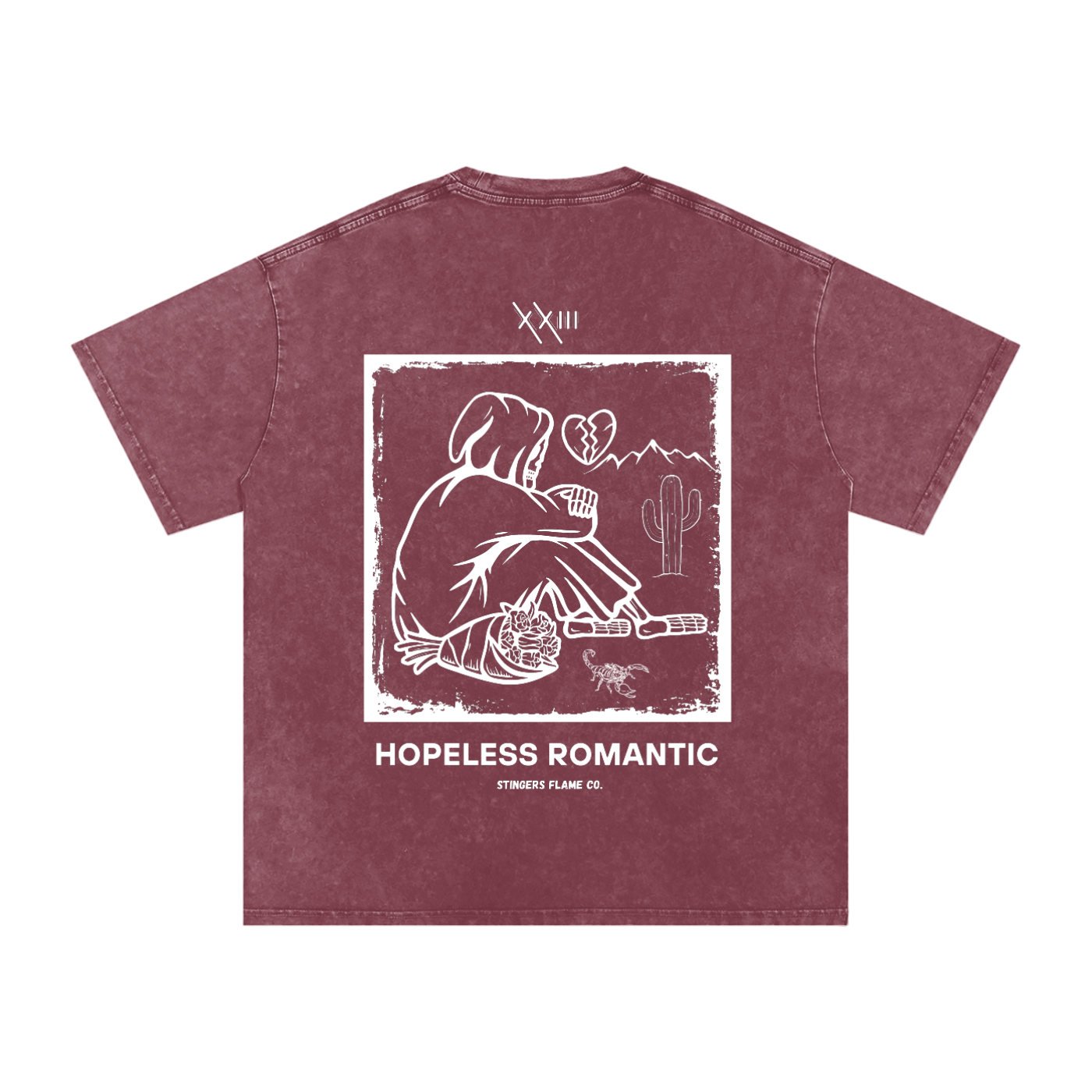 Hopeless Romantic (Dark) - Acid Wash Oversize Tee | Desert Dreams Collection