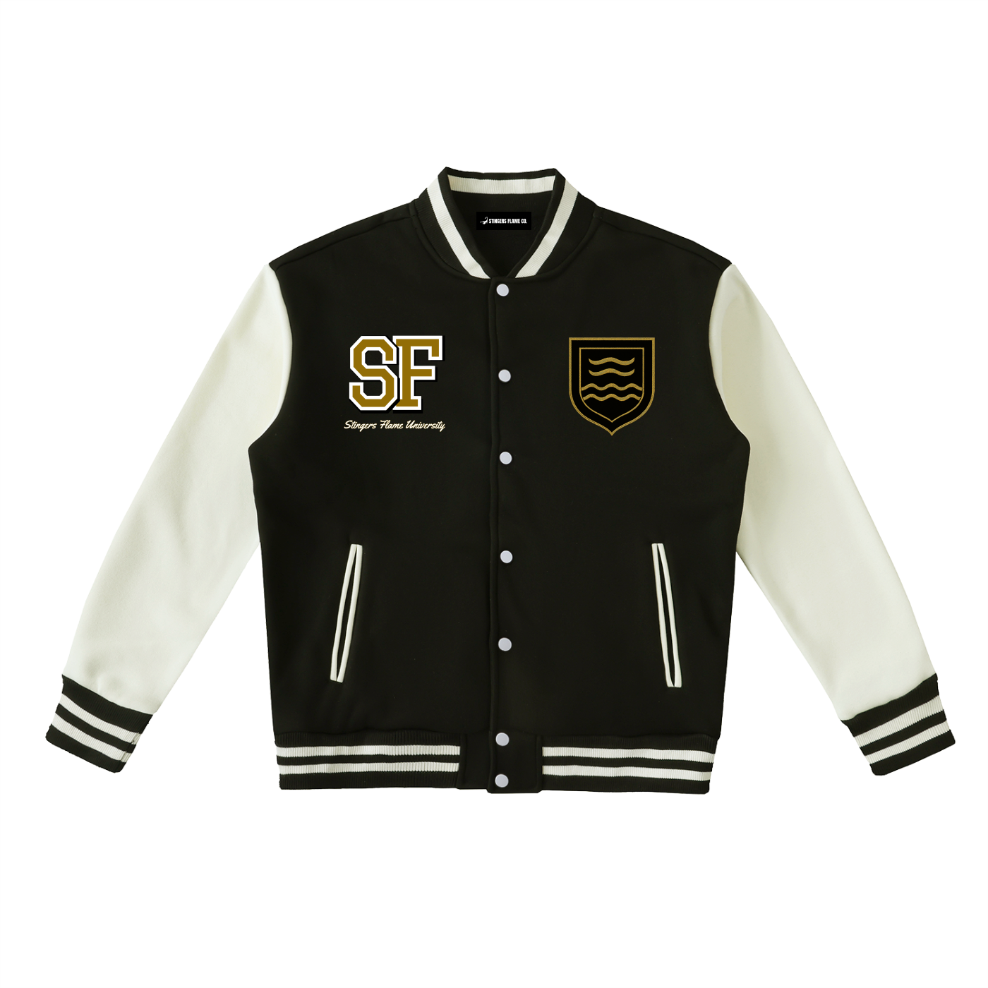 Stinger's Flame Fleeced Varsity Jacket (Aquarius)