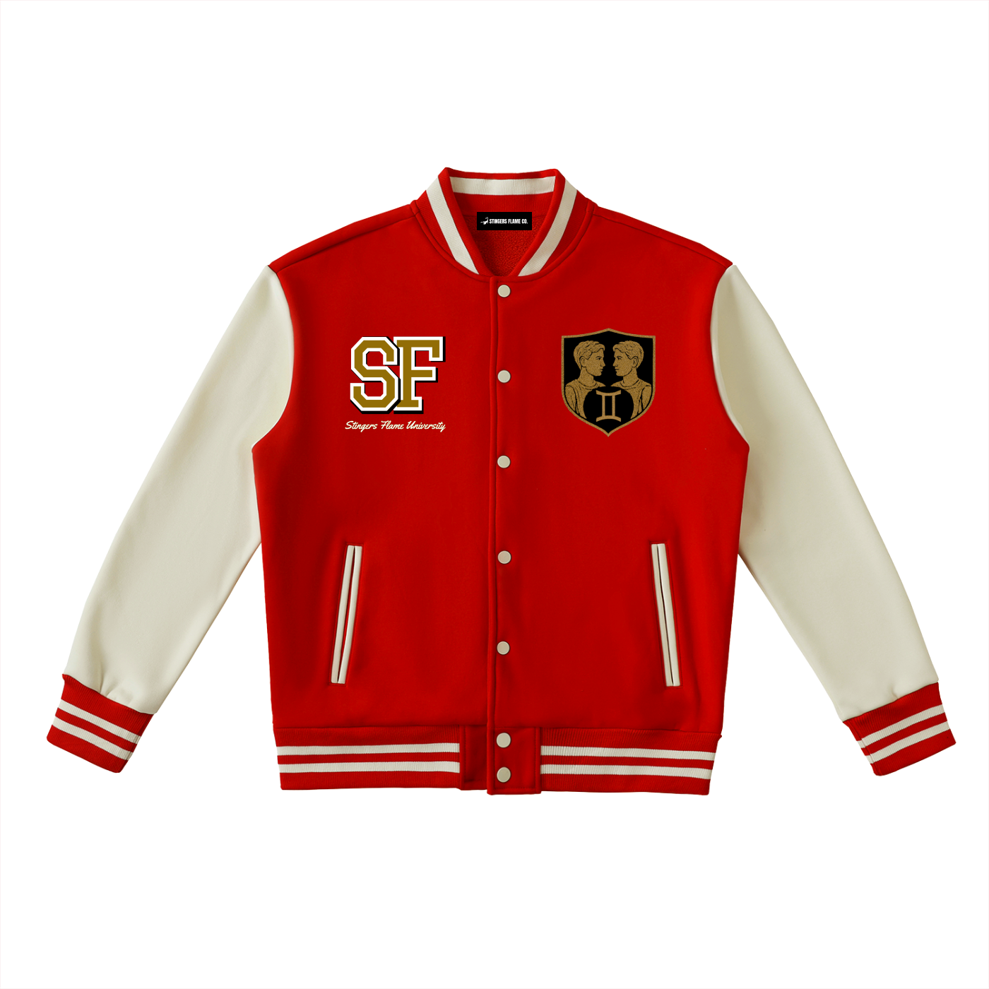 Stinger's Flame Fleeced Varsity Jacket (Gemini)