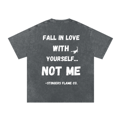 No Love Acid Wash Oversize T-Shirt (Dark)