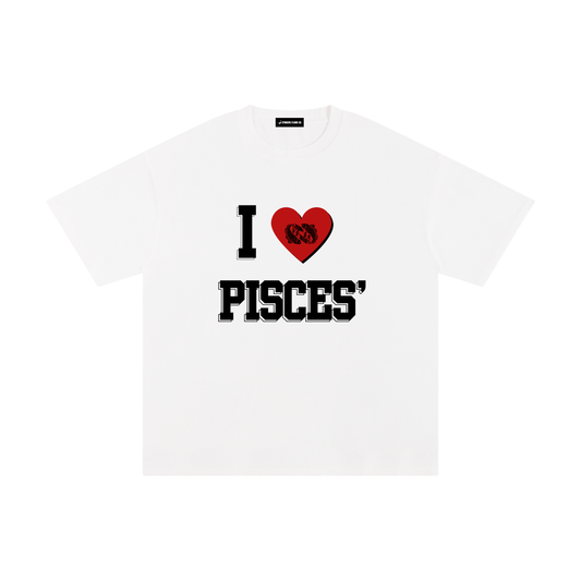 I LOVE PISCES Cotton T-Shirt (White)