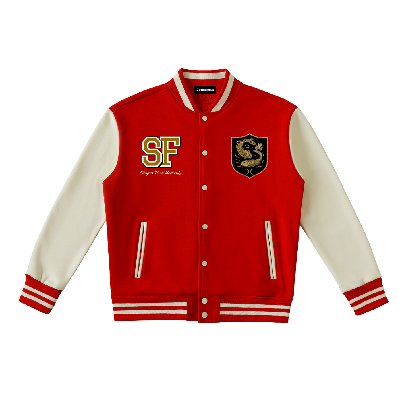 Stinger's Flame Fleeced Varsity Jacket (Pisces)