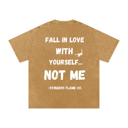 No Love Acid Wash Oversize T-Shirt (Dark)