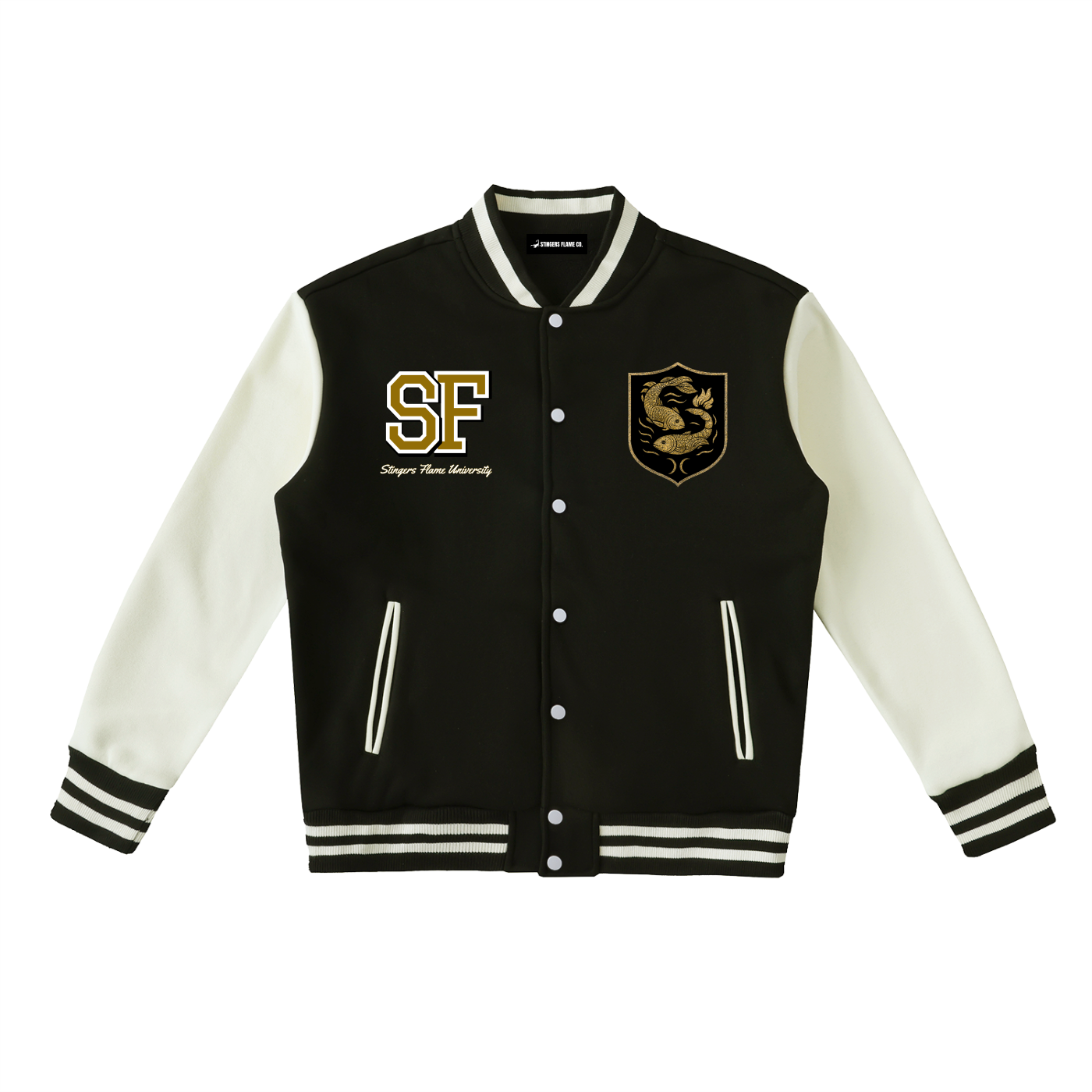 Stinger's Flame Fleeced Varsity Jacket (Pisces)