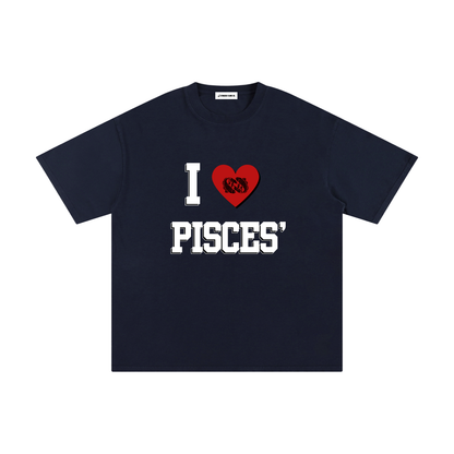 I LOVE PISCES Cotton T-Shirt (Multi-Color)
