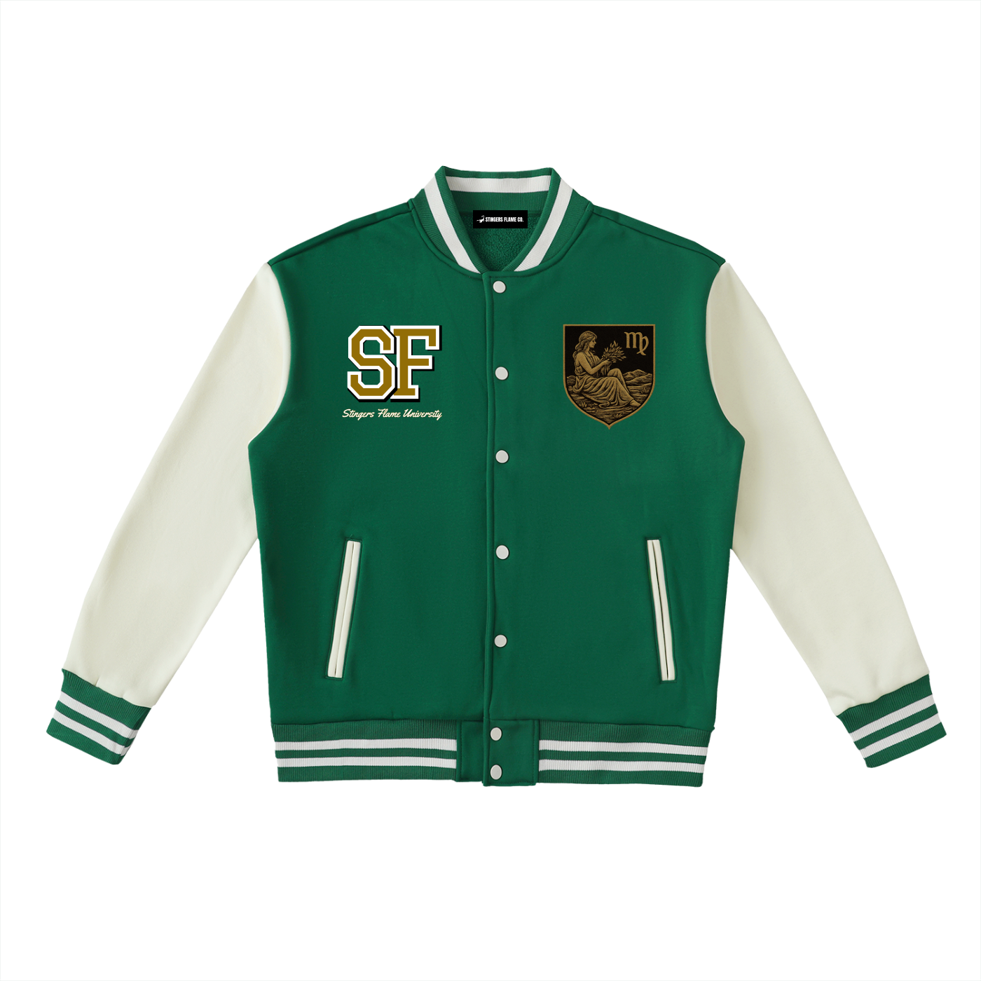 Stinger's Flame Fleeced Varsity Jacket (Virgo)