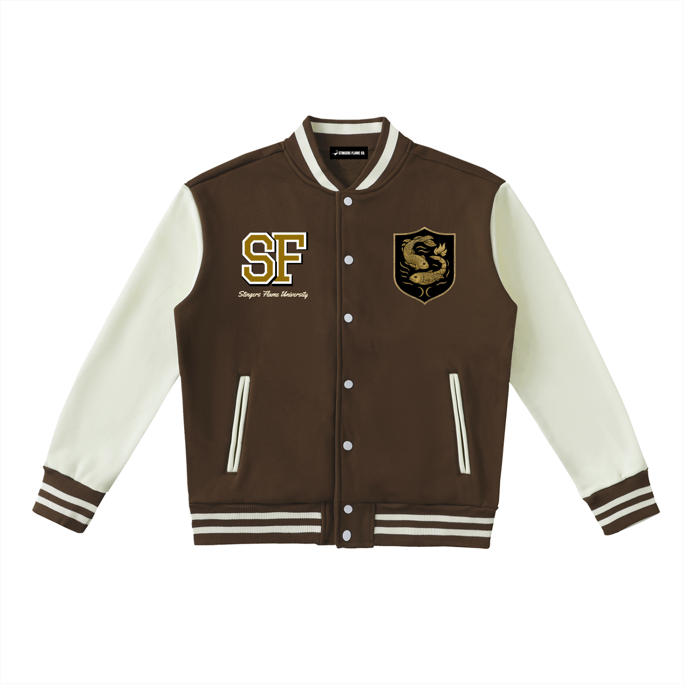 Stinger's Flame Fleeced Varsity Jacket (Pisces)