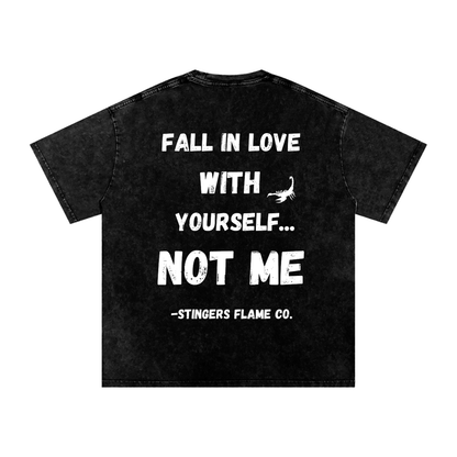 No Love Acid Wash Oversize T-Shirt (Dark)