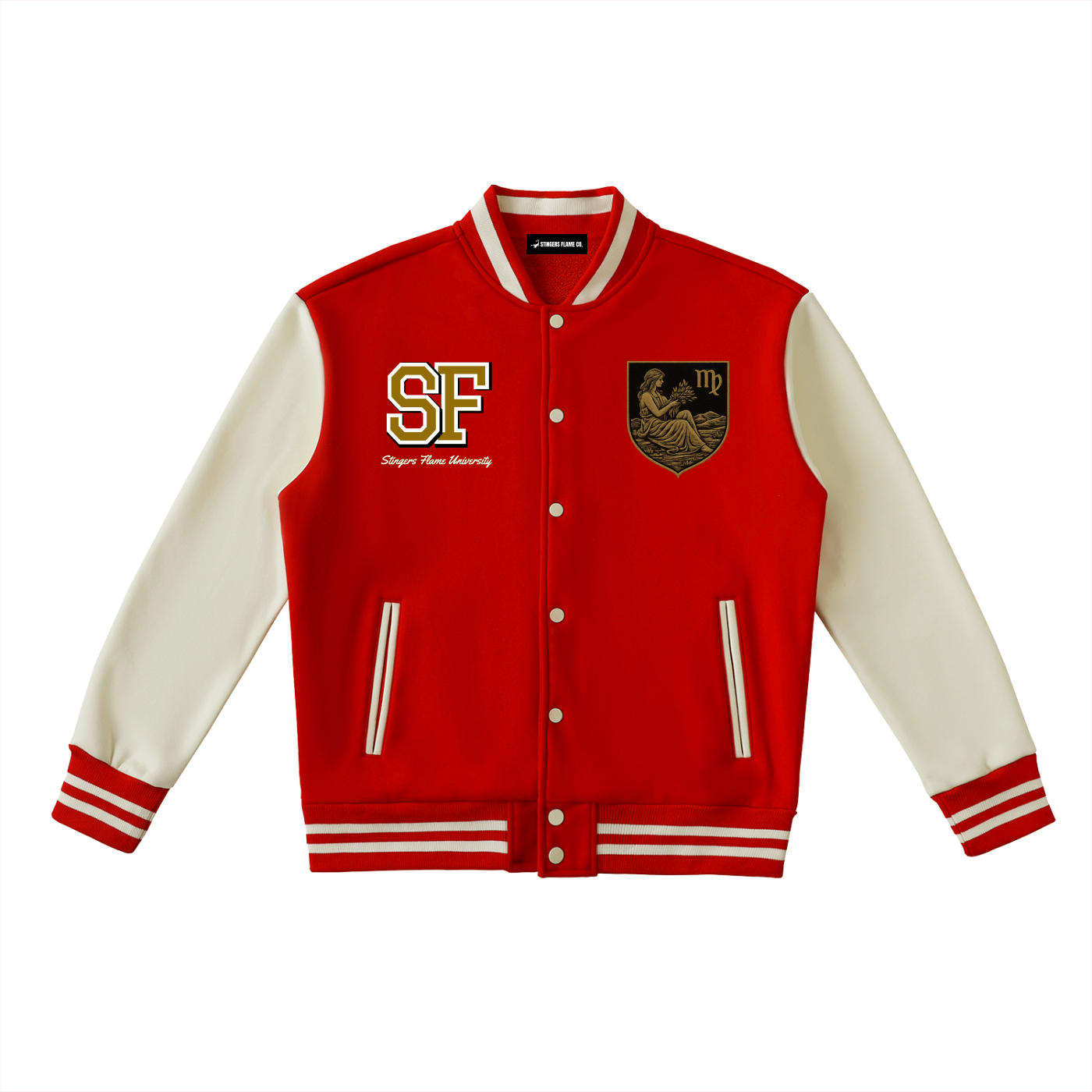 Stinger's Flame Fleeced Varsity Jacket (Virgo)
