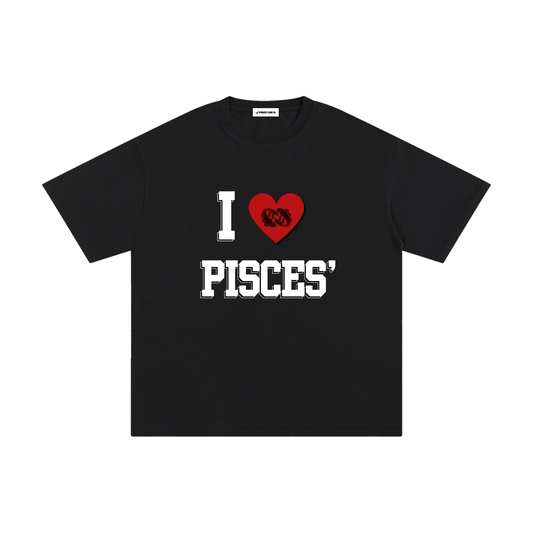 I LOVE PISCES Cotton T-Shirt (Multi-Color)