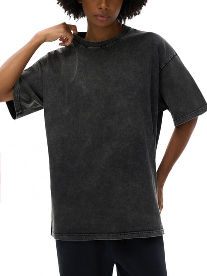 No Love Acid Wash Oversize T-Shirt (Dark)